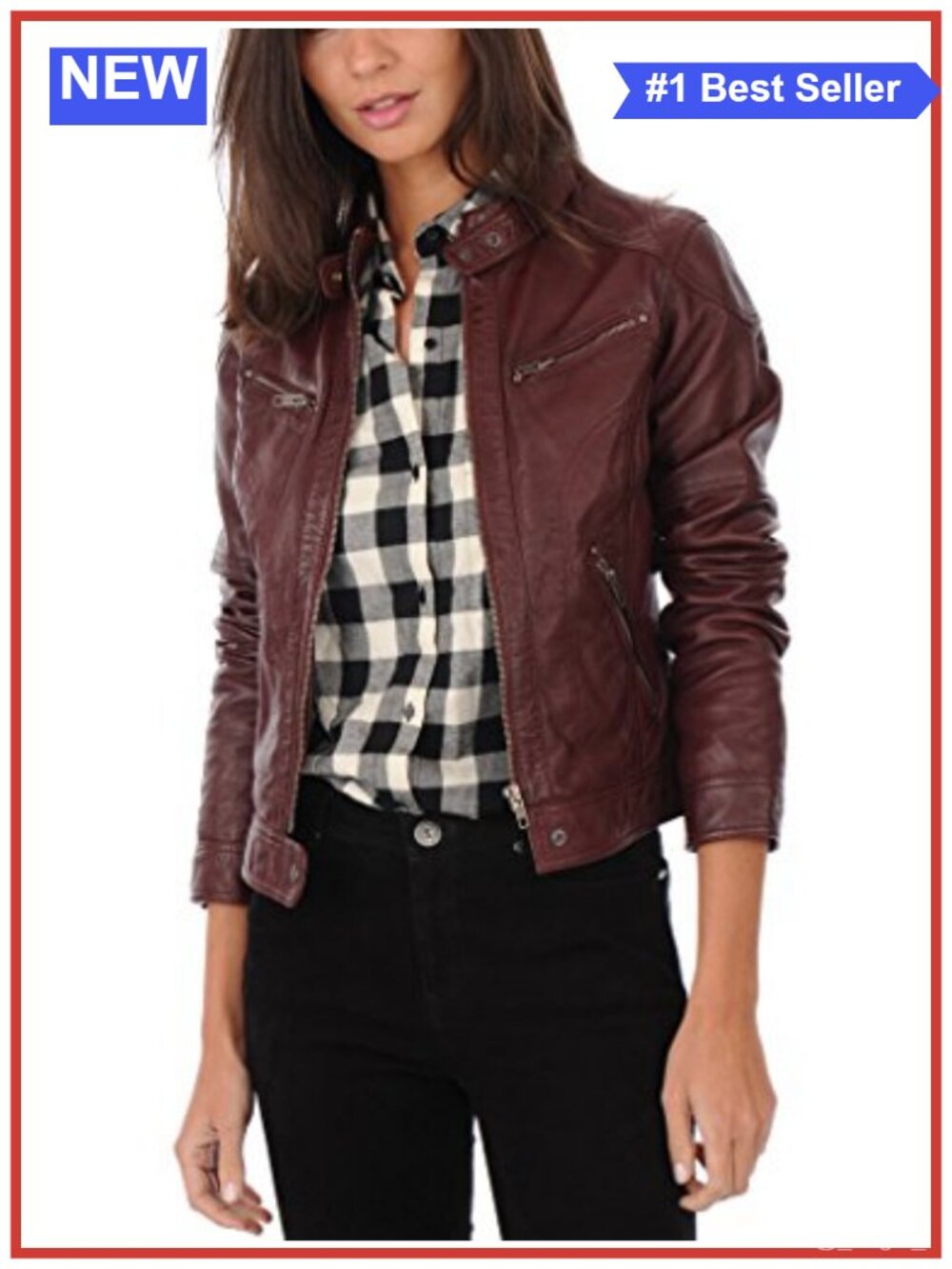 Genuine Lambskin Leather Moto Biker Jacket